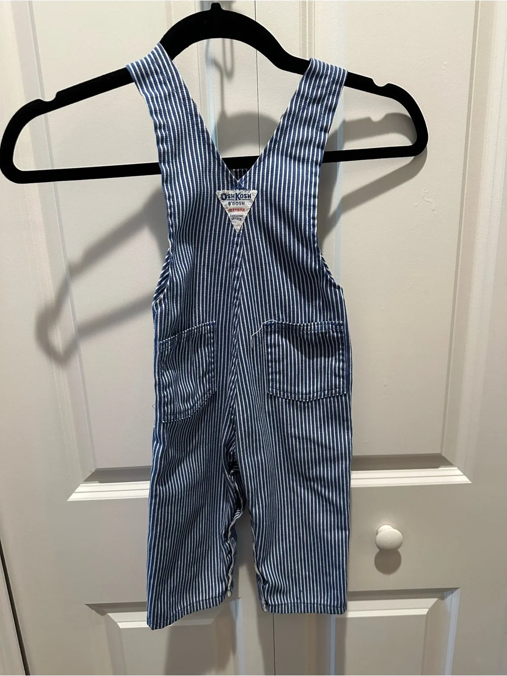 OshKosh B'gosh Vintage Blue Stripe Kids Overalls 24 months